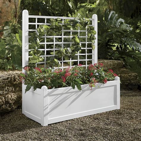 rectangular planter box with trellis